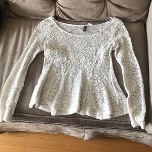 Lace Flower Peplum Shirt